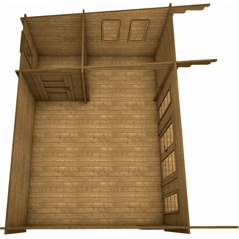 Abri Bois Massif 22m² MODERNE Traité Marron 40mm Gardy Shelter – Image 6