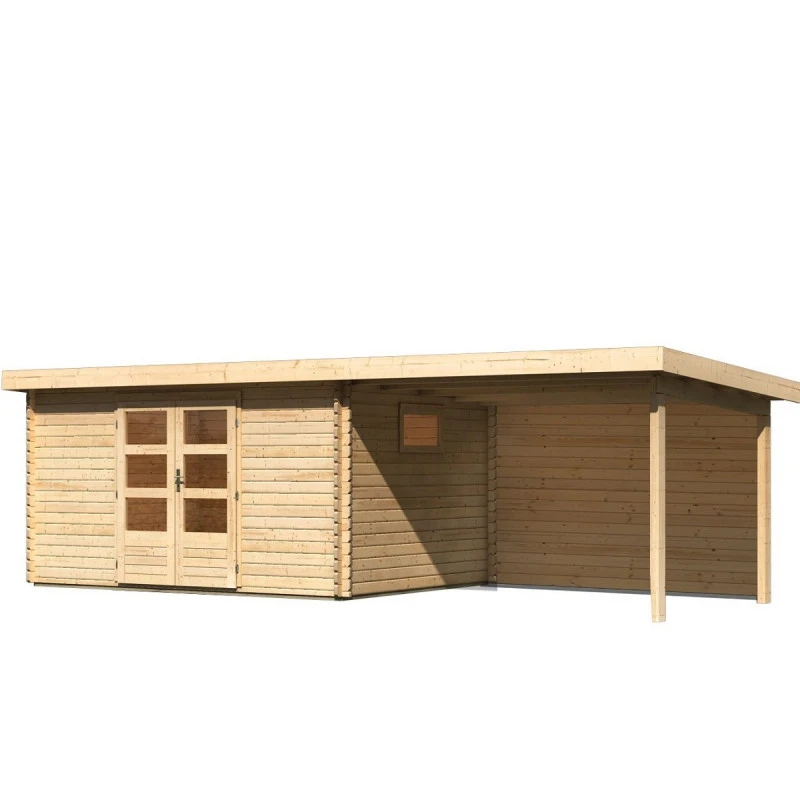 Abri De Jardin 11,49m² En Bois Massif 40mm Trittau 5 Avec Appentis 330cm Et Paroi Arrière – Karibu – Image 3