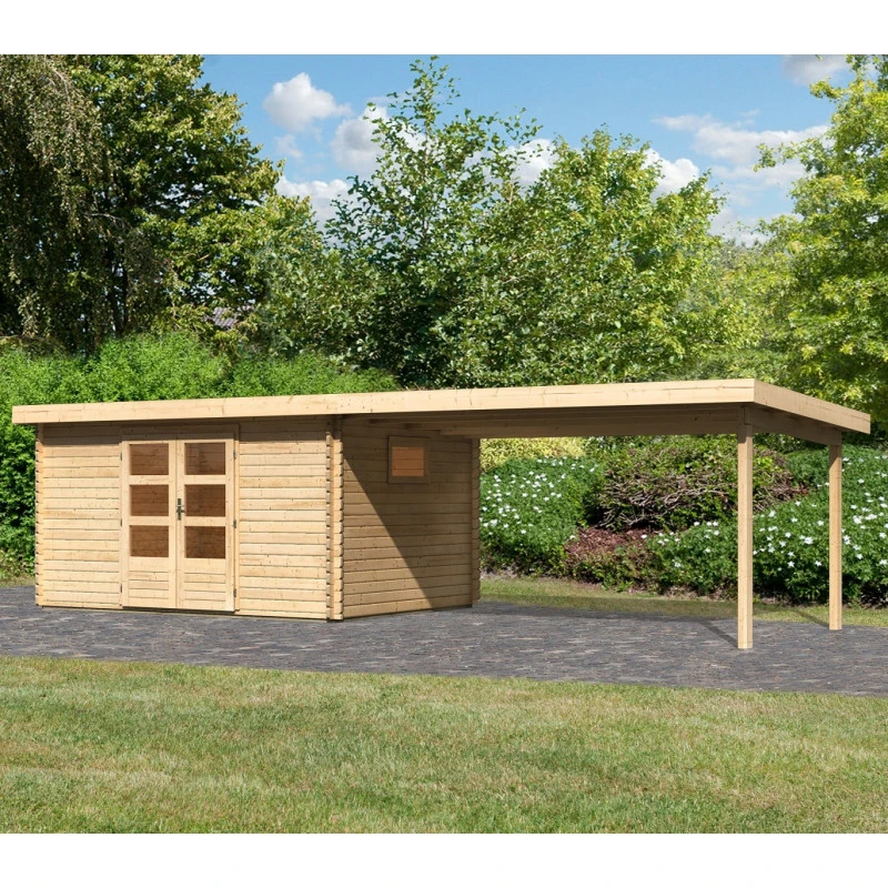 Abri De Jardin 11,49m² En Bois Massif 40mm Trittau 5 Avec Appentis 440cm – Karibu
