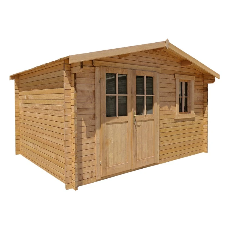 Abri En Bois Massif 12m² PLUS 28mm Traité Teinté Marron Gardy Shelter – Image 2