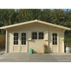 Abri De Jardin 22,04m² En Sapin Blanc FSC 40mm ROSTOCK + Shingles Rouges - SOLID