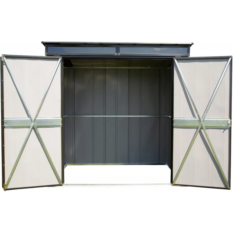 Abri De Jardin 2,55m² Monopente En Acier Galvanisé Noir Avec Toit Skylight Spacemaker – Image 4