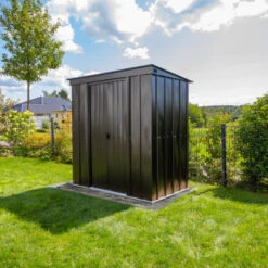 Abri De Jardin 2,7m² Monopente En Acier Galvanisé Noir Onyx Spacemaker