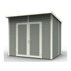 Abri De Jardin 4,31m² Skur 4 + Plancher Traité Peint Gris Baltic