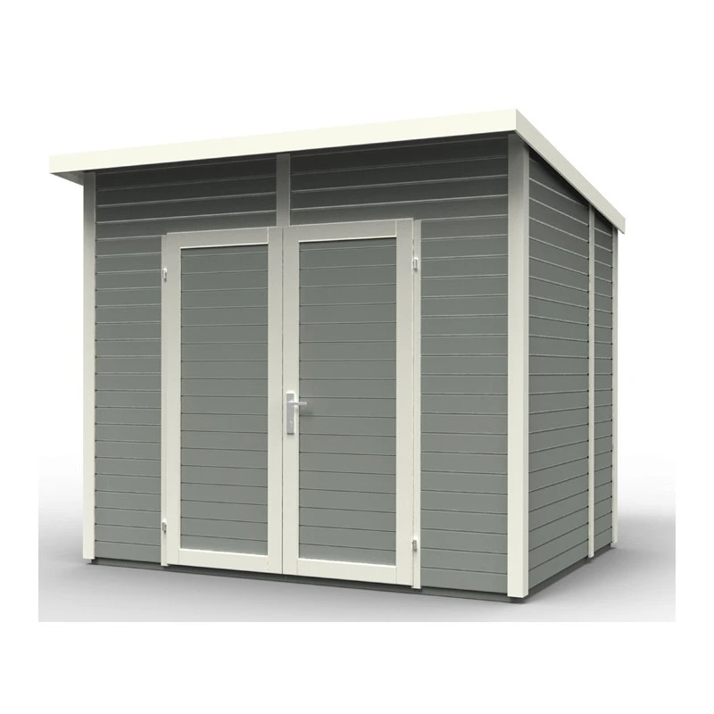 Abri De Jardin 4,31m² Skur 4 + Plancher Traité Peint Gris Baltic