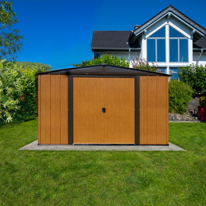 Abri De Jardin 7,14m² Toit Double Pente En Acier Galvanisé Aspect Bois Spacemaker – Image 2