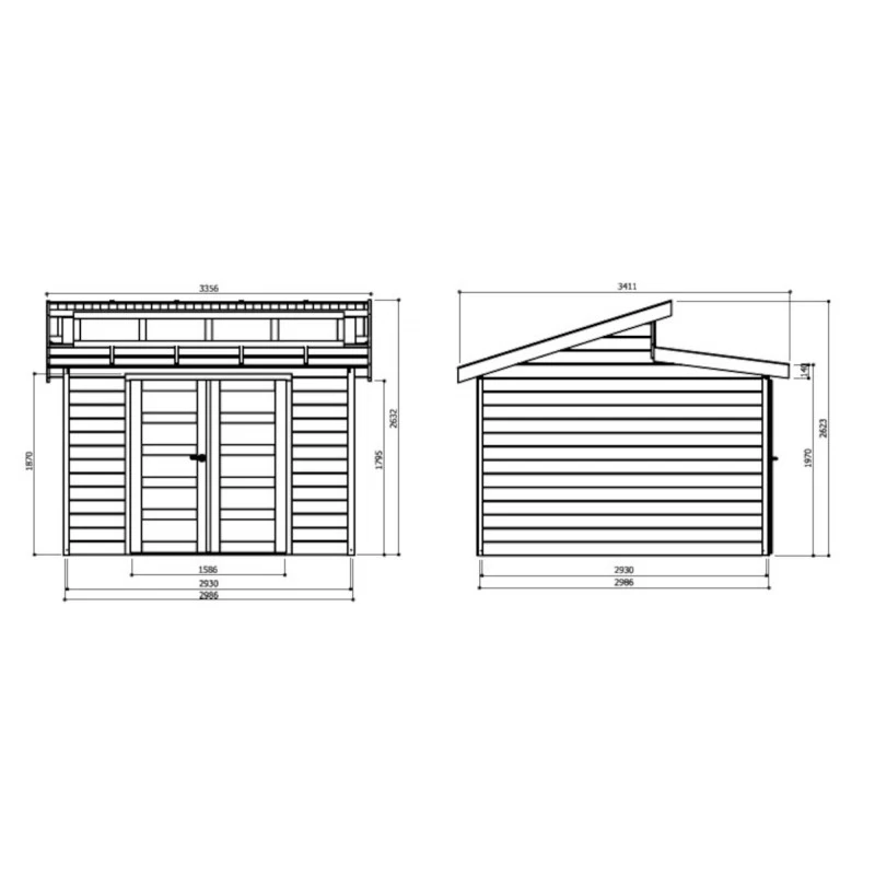Abri De Jardin 8,92m² Milano En Bois Massif 28mm SOLID – Image 3