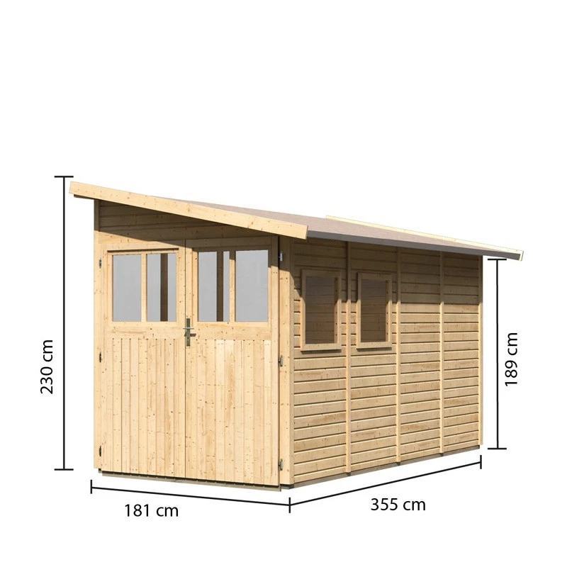 Abri De Jardin Adossé En Bois Certifié 6,42m² Juist 3 - Karibu – Image 3