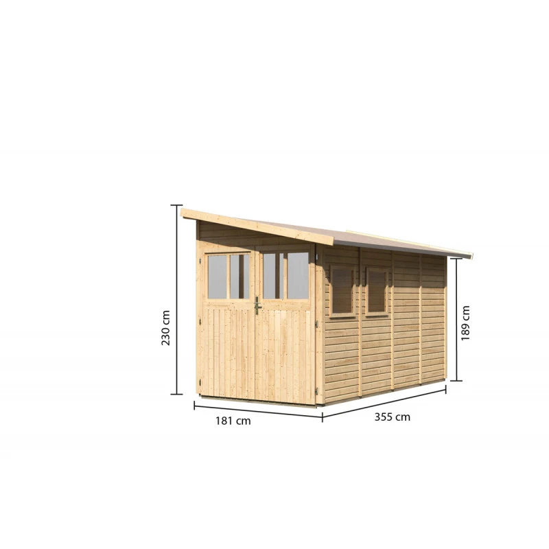 Abri De Jardin Adossé En Bois Certifié 6,42m² Juist 3 - Karibu – Image 6