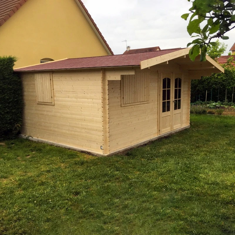 Abri De Jardin 19.98m² En Sapin Blanc FSC 40mm CHAMONIX IV + Shingles Rouges - SOLID – Image 2