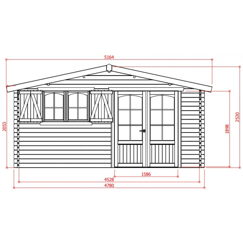 Abri De Jardin 19.98m² En Sapin Blanc FSC 40mm CHAMONIX IV + Shingles Rouges - SOLID – Image 4