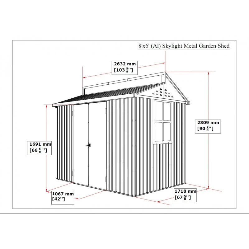 Abri De Jardin En Aluminium Gris Avec Puits De Lumière 4,33m² + Kit Fondation - DURAMAX – Image 3