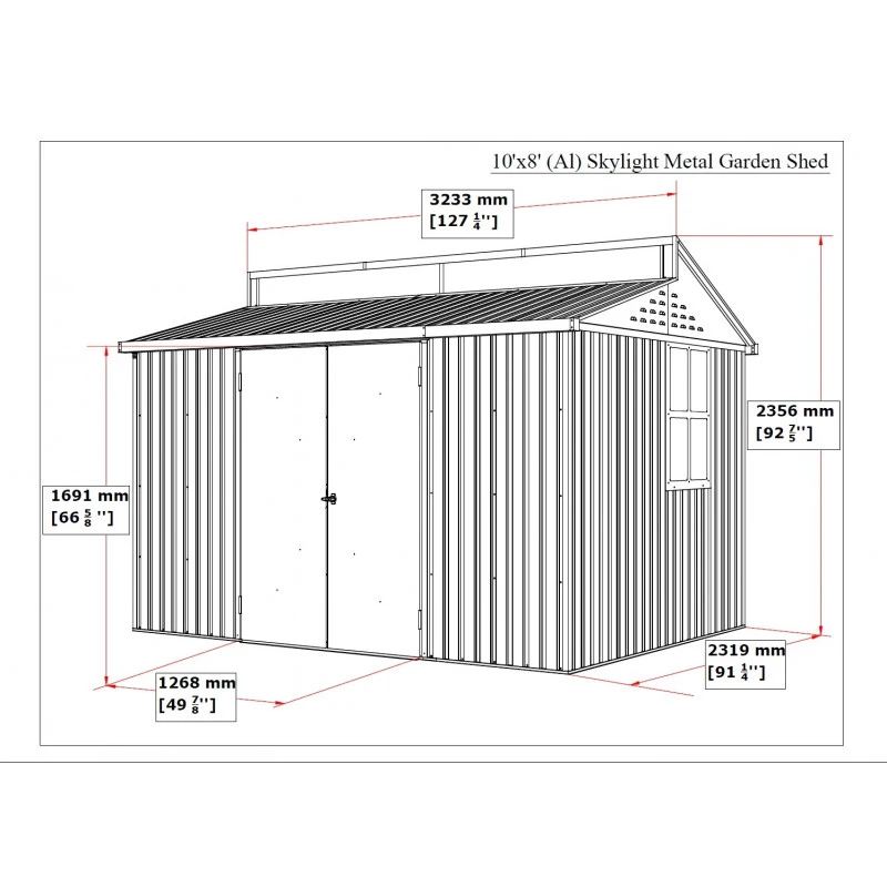 Abri De Jardin En Aluminium Gris Avec Puits De Lumière 7,27m² + Kit Fondation - DURAMAX – Image 2