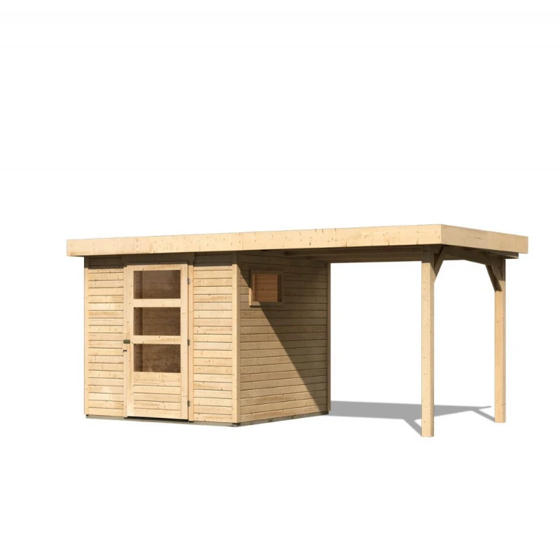 Abri De Jardin En Bois 4,62m² Freiburg 2 Avec Appentis De 2,40 M - Karibu – Image 2