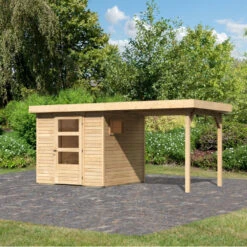 Abri De Jardin En Bois 4,62m² Freiburg 2 Avec Appentis De 2,40 M - Karibu