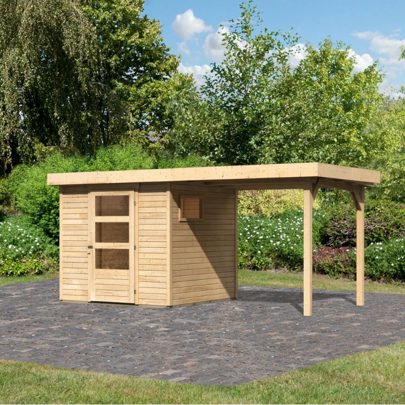 Abri De Jardin En Bois 4,62m² Freiburg 2 Avec Appentis De 2,40 M - Karibu