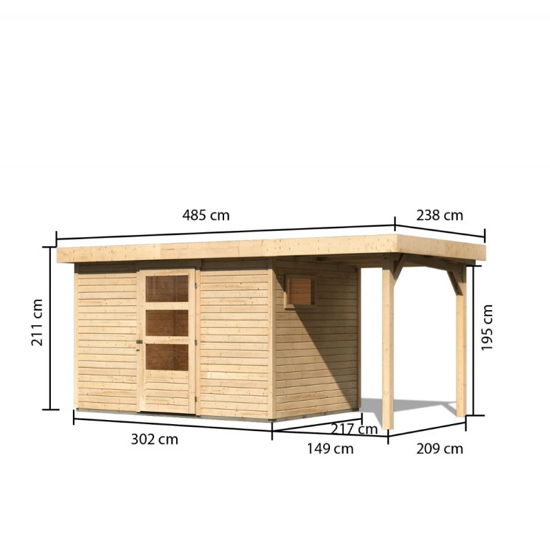 Abri De Jardin En Bois 6,55m² Avec Appentis De 1,50 M Freiburg 4 - Karibu – Image 2