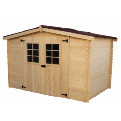 Abri De Jardin En Bois Brut 5,83m² Madriers 20mm - Habrita