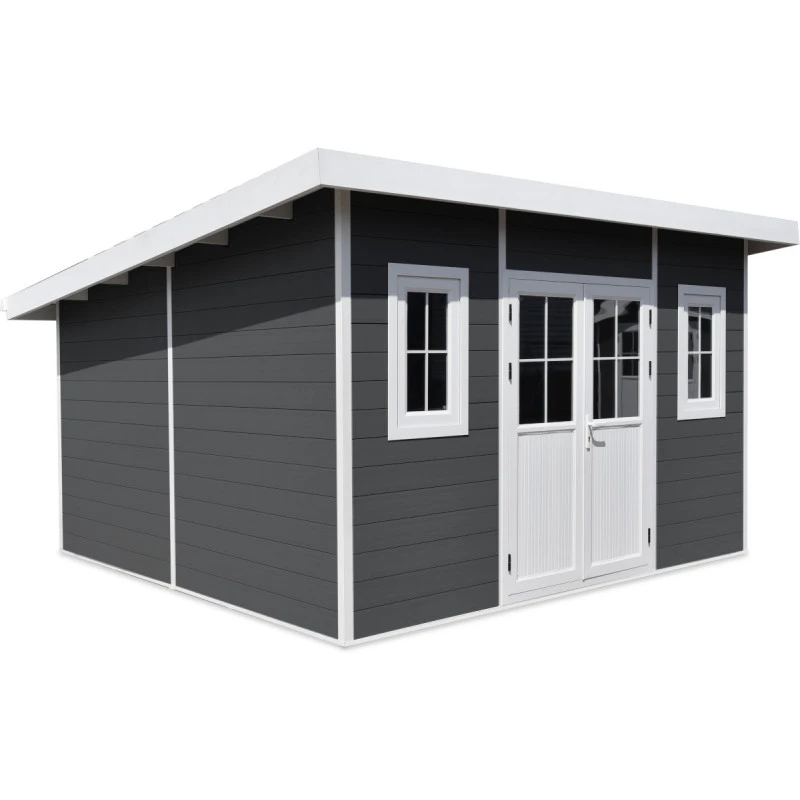 Abri De Jardin En Bois Composite 28mm Anthracite 14,90m² PREMIUM Toit Plat - Woodlife Garden – Image 2