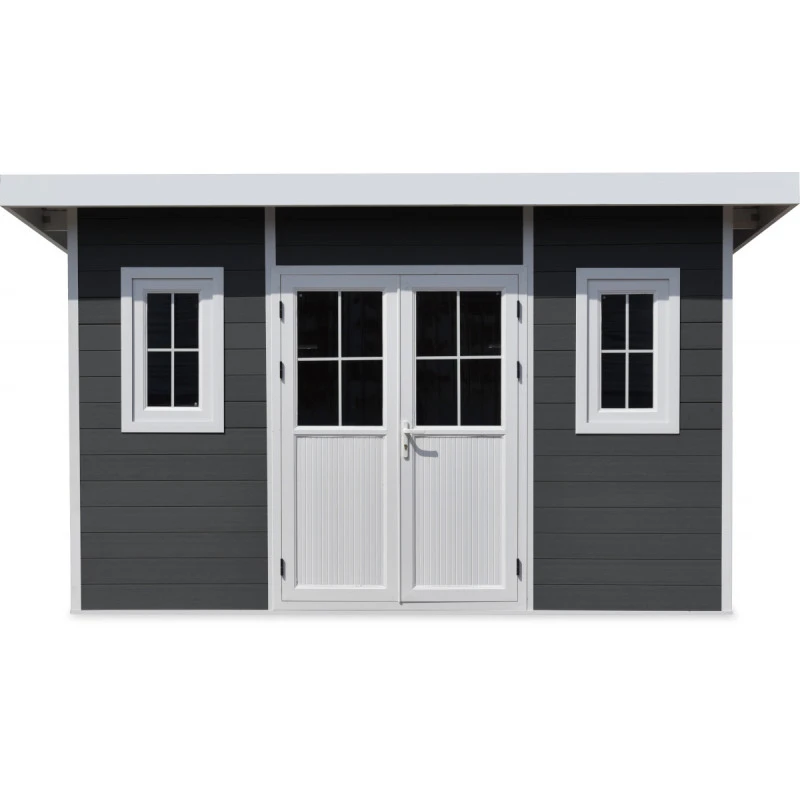 Abri De Jardin En Bois Composite 28mm Anthracite 14,90m² PREMIUM Toit Plat - Woodlife Garden – Image 3