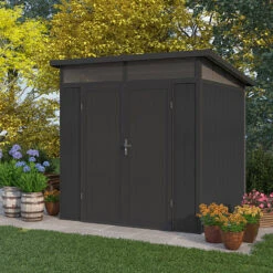 Abri De Jardin En Bois Composite 28mm Anthracite 5,28m² GORDON Skylight - Woodlife Garden