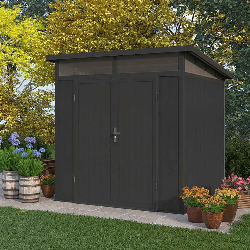 Abri De Jardin En Bois Composite 28mm Anthracite 5,28m² GORDON Skylight - Woodlife Garden