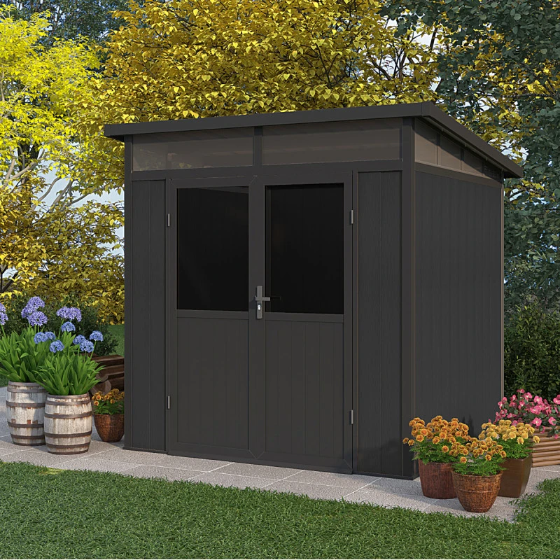 Abri De Jardin En Bois Composite 28mm Anthracite 5,28m² WINSTON Skylight - Woodlife Garden – Image 2
