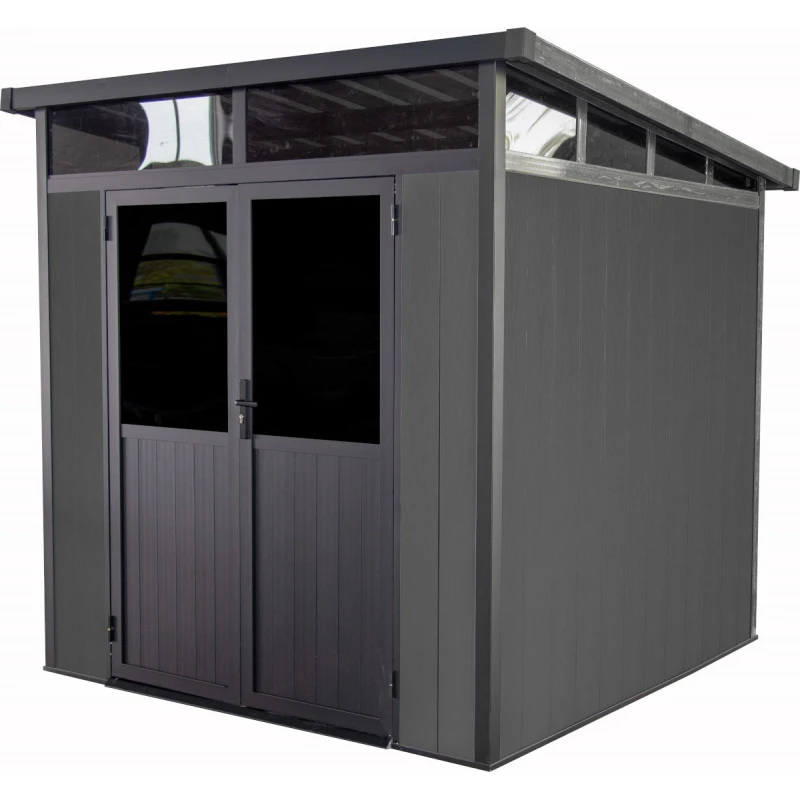 Abri De Jardin En Bois Composite 28mm Anthracite 5,28m² WINSTON Skylight - Woodlife Garden