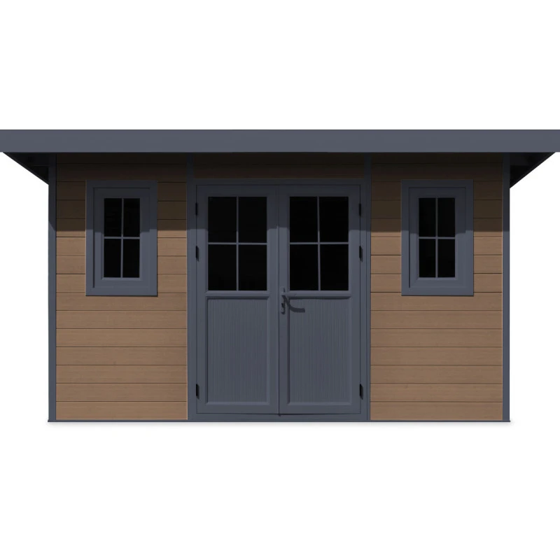 Abri De Jardin En Bois Composite 28mm Aspect Bois 12m² PREMIUM Toit Monopente - Woodlife Garden – Image 2