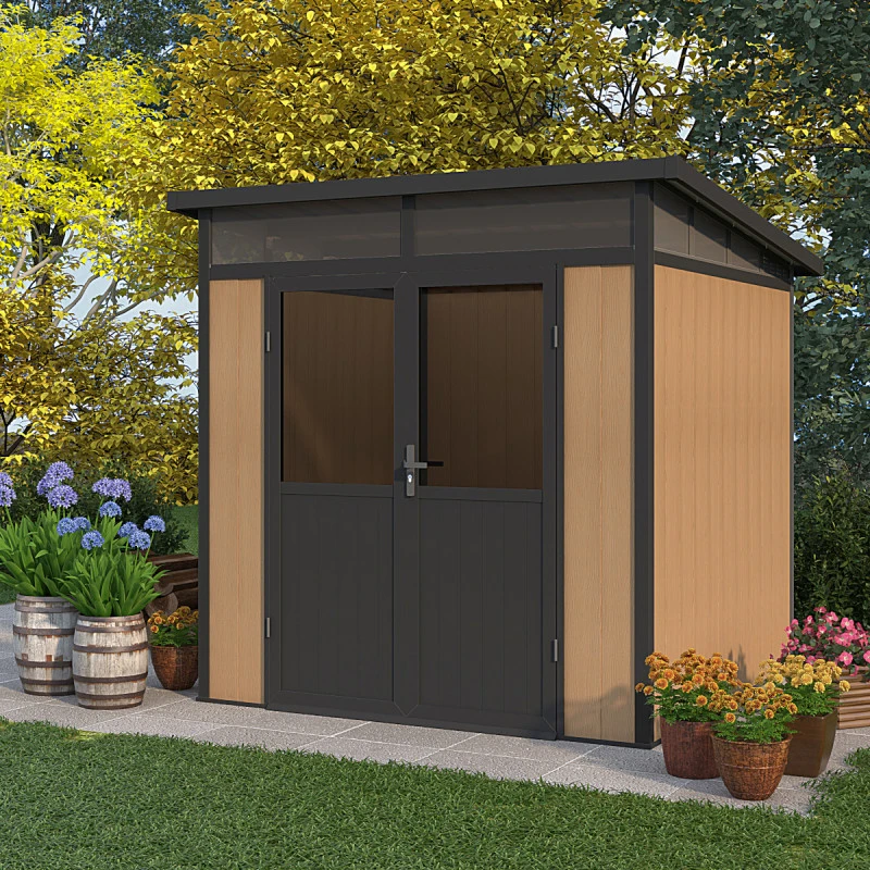 Abri De Jardin En Bois Composite 28mm Aspect Bois 5,28m² WINSTON Skylight - Woodlife Garden