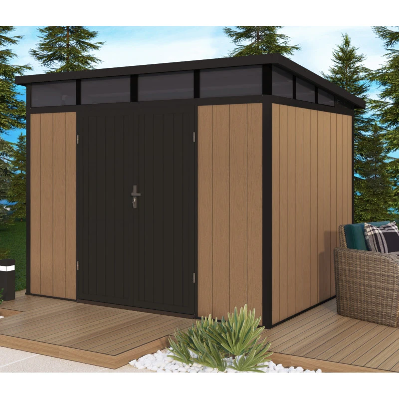Abri De Jardin En Bois Composite 28mm Aspect Bois 6,69m² GORDON Skylight - Woodlife Garden – Image 2