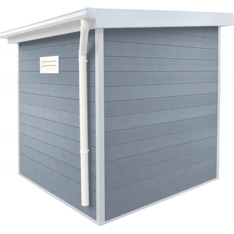 Abri De Jardin En Bois Composite 28mm Gris Clair 4,41m² PREMIUM Toit Plat - Woodlife Garden – Image 3