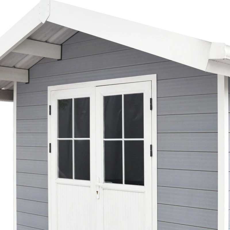 Abri De Jardin En Bois Composite 28mm Gris Clair 7,78m² PREMIUM - Woodlife Garden – Image 4