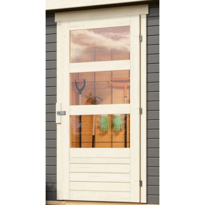 Abri De Jardin En Bois Gris Terre 6,55m² Avec Appentis De 1,50 M Freiburg 4 - Karibu – Image 6