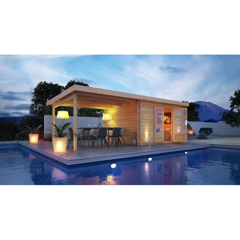 Abri De Jardin En Bois Massif 10,60m² Bastrup 7 Avec Appentis 400cm – Karibu – Image 3