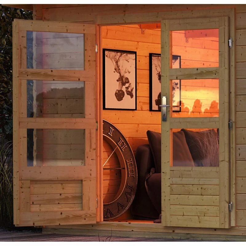 Abri De Jardin En Bois Massif 11,49m² Bastrup 8 Avec Appentis 200cm Et Paroi Arrière – Karibu – Image 5