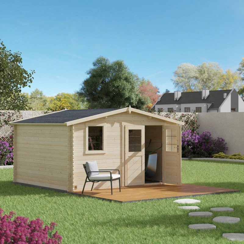 Abri De Jardin En Bois Massif 13,9m² TANA – Madriers 28mm – Forest Style – Image 3