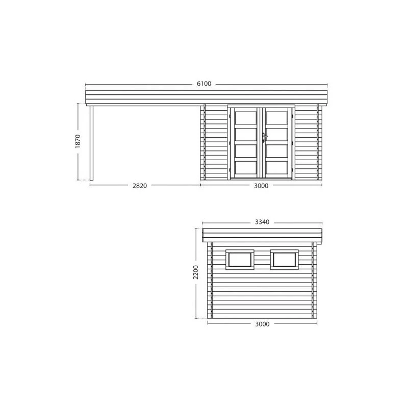Abri De Jardin En Bois Massif 17,46m² Lounj Avec Appentis – Forest Style – Image 2