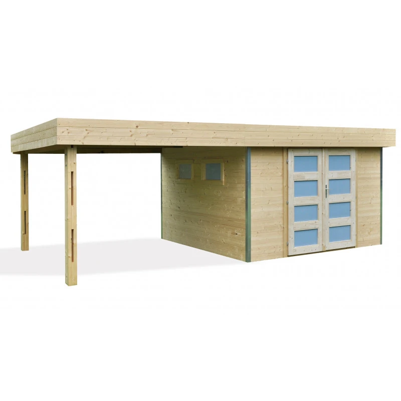 Abri De Jardin En Bois Massif 17,46m² Lounj Avec Appentis – Forest Style