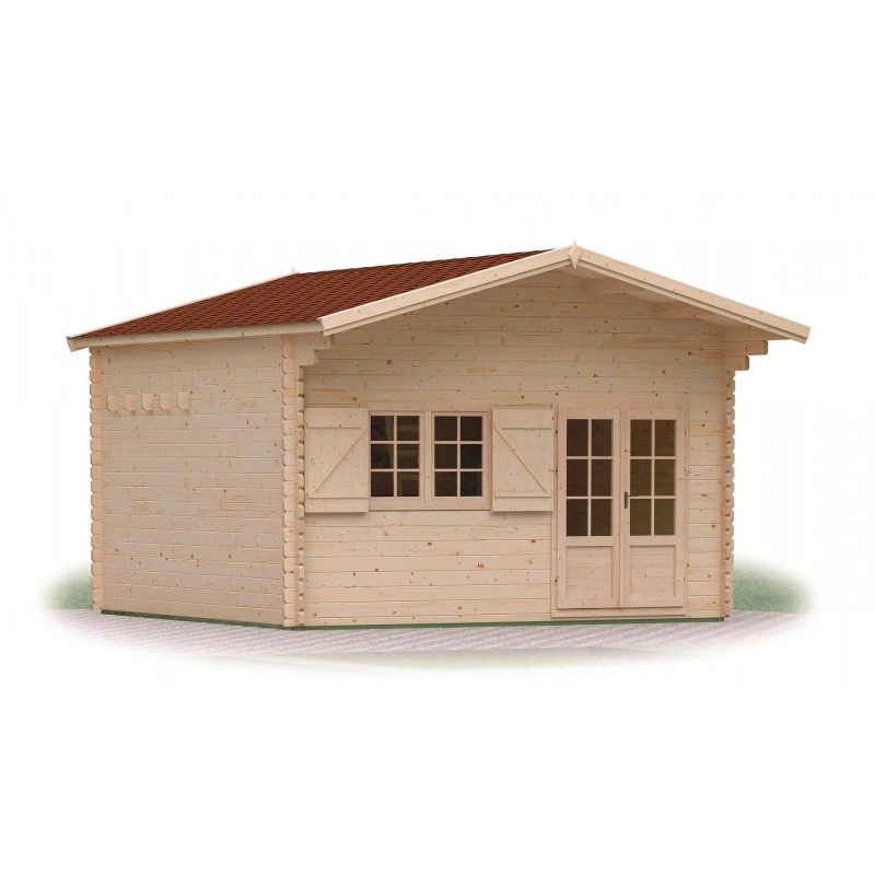 Abri De Jardin En Bois Massif 44mm - 19,2m² Jasmin + Mezzanine 8,68m² – Forest Style – Image 2