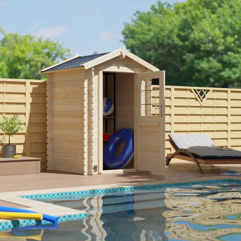 Abri De Jardin En Bois Massif 2,2m² HURON – Madriers 19mm – Forest Style – Image 4