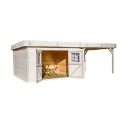 Abri De Jardin En Bois Massif 29,04m² Avec Terrasse – Madriers 28mm – Toiture En Bac Acier – Habrita