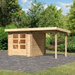 Abri De Jardin En Bois Massif 5,62m² Bastrup 2 Avec Appentis 200cm – Karibu