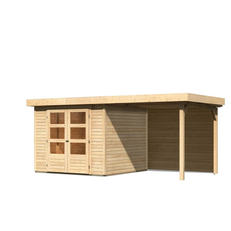 Abri De Jardin En Bois Massif 5,95m² Askola 3,5 Avec Appentis 240cm Et Paroi Arrière – Karibu – Image 3