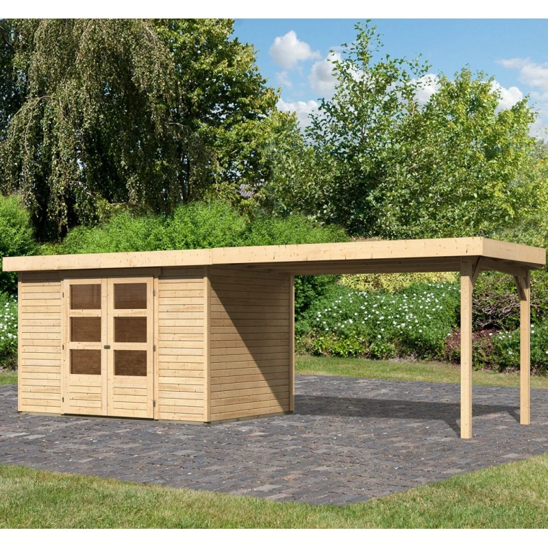 Abri De Jardin En Bois Massif 6,55m² Askola 4 Avec Appentis 280cm – Karibu