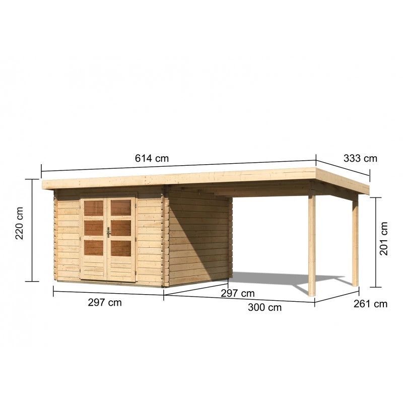 Abri De Jardin En Bois Massif 8,82m² Bastrup 5 Avec Appentis 300cm – Karibu – Image 2