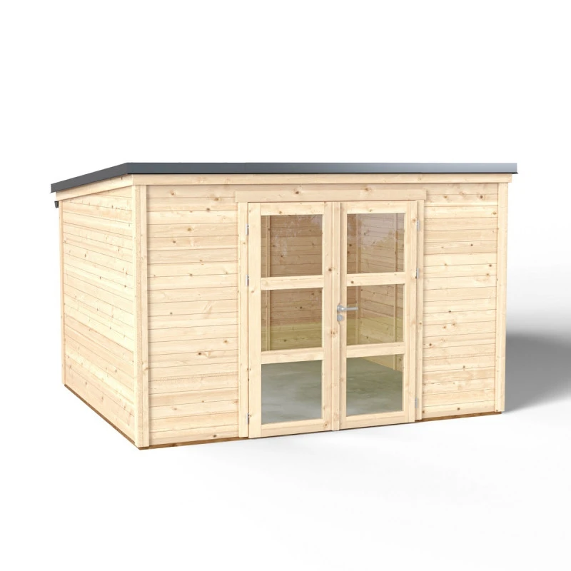 Abri De Jardin En Bois Massif 8,9m² SHELTY MODERN – Madriers 28mm – Toiture En Acier – Forest Style – Image 3