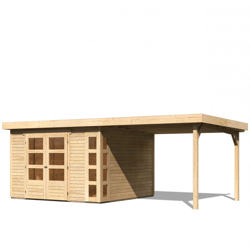Abri De Jardin En Bois Massif 9,24m² Kerko 6 Avec Appentis 280cm – Karibu – Image 3