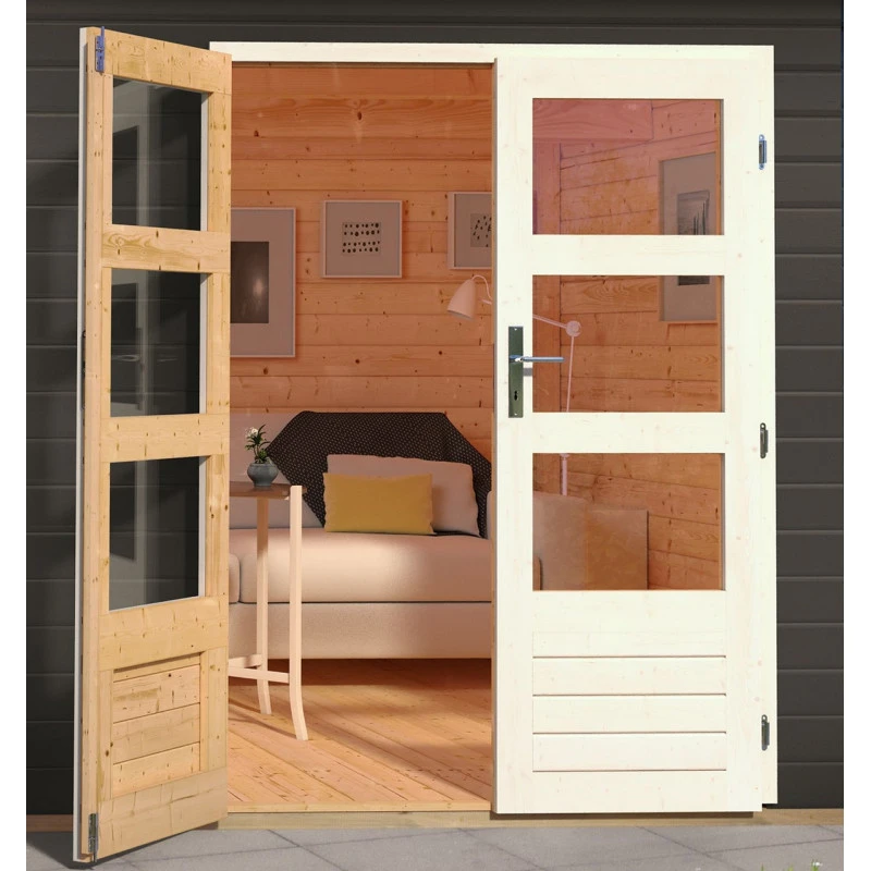 Abri De Jardin En Bois Massif Anthracite 7,04m² Bastrup 4 Avec Appentis 300cm Et Paroi Arrière – Karibu – Image 5