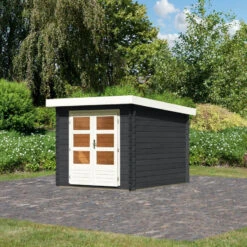 Abri De Jardin En Bois Massif Anthracite 7,04m² Bastrup 4 – Karibu
